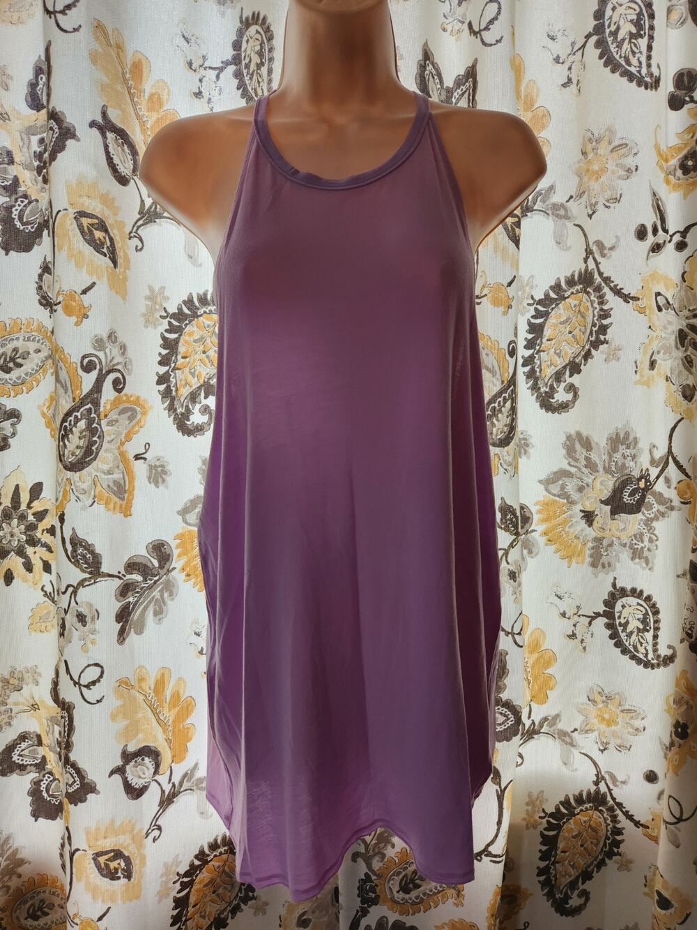 Pink Tank Top Cover-Up Women's Size Medium Scoop Neck High Neck Racer Back Tunic